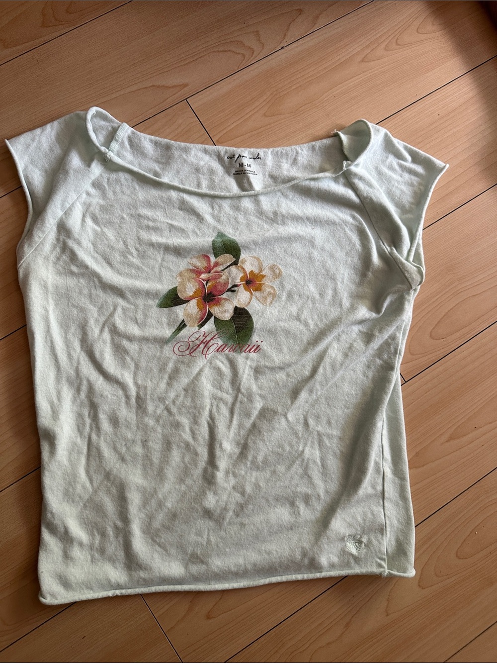 Urban Outfitters Light Green Floral Hawaii Scoop Neck Tank